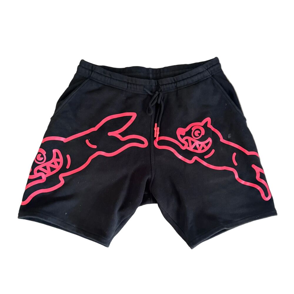 Icecream Running Dog Fleece Shorts Black Pink Mens